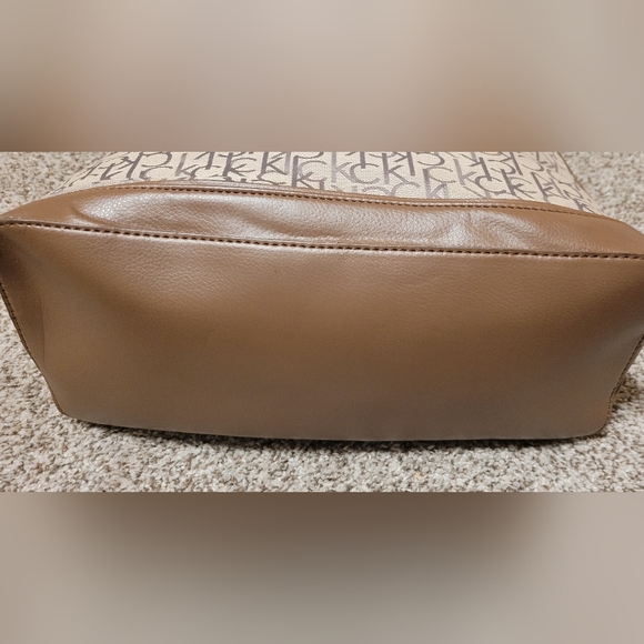 Calvin Klein Tan and Brown Monogram Satchel EUC - Picture 5 of 12
